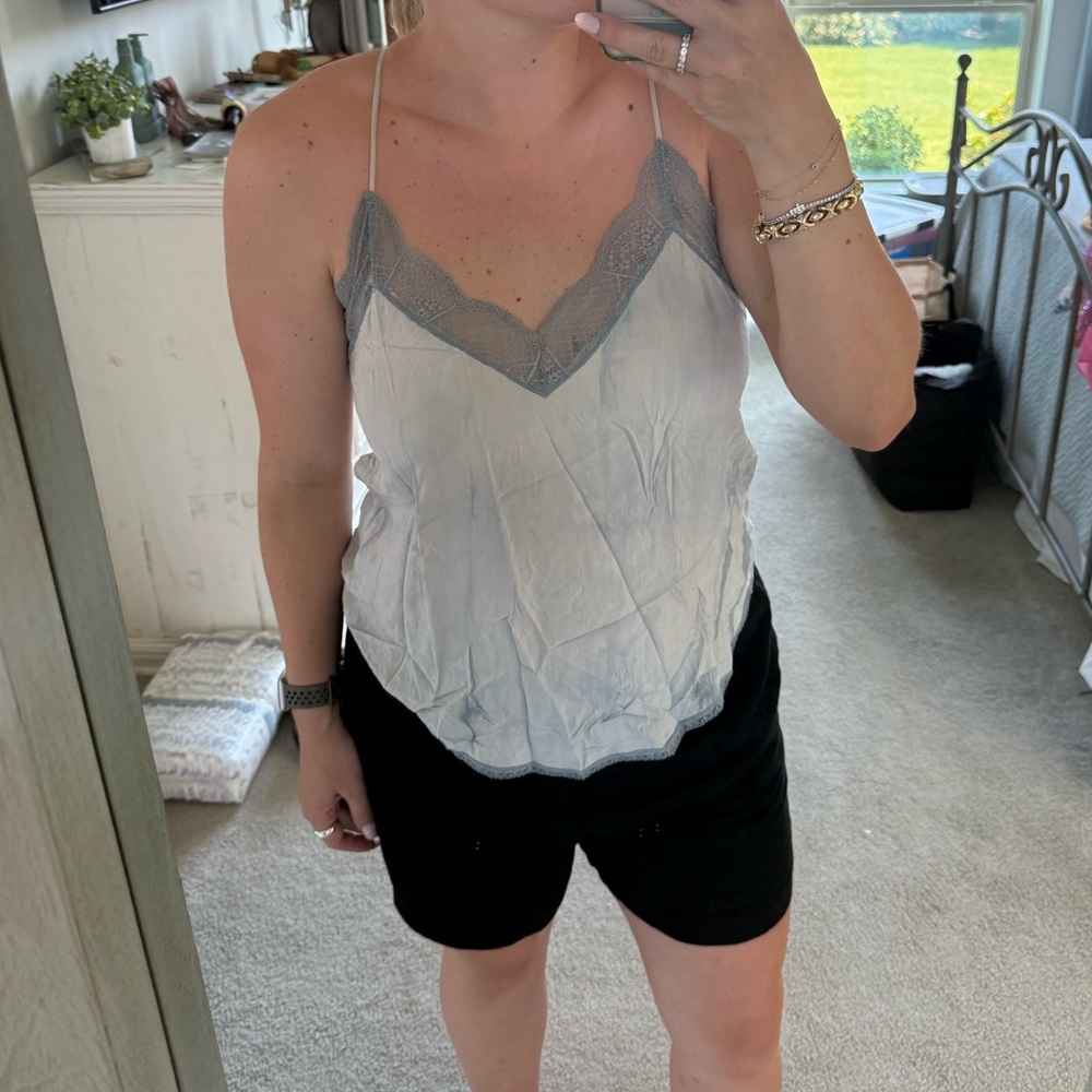 Lovestitch Gray tie dye halter tank top